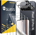 letosan 3 Pack for Google Pixel 10 Pro XL Screen Protector Tempered Glass + 3 Pack Camera Lens Protector, Military Grade Shatterproof, 9H Hardness, Fingerprint Unlock,Case Friendly 6.8 Inch by letosan
