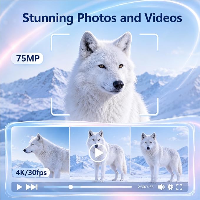 4K Vlogging Camera, Pocket Digital Camera, 330° Rotating Lens | Auto subject framing and WiFi sharing for YouTube, TikTok and travel, includes 16GB card, mini tripod and carrying bag - Image 2