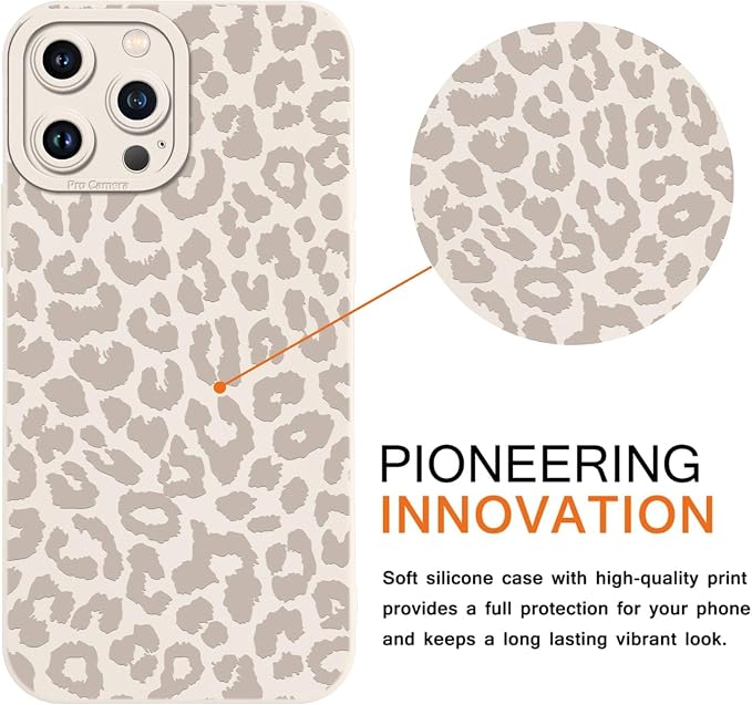 Cute Cheetah Print Phone Case for iPhone 14 Pro Max White Luxury Leopard Case 6.7", Aesthetic Pattern Design Cover Full Camera Lens Protective Shockproof Soft Slim TPU Funda for Women Girls - Image 3