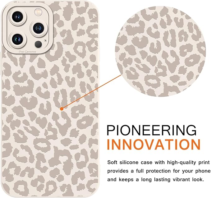 Cute Cheetah Print Phone Case for iPhone 15 Pro White Luxury Leopard Case 6.1", Aesthetic Pattern Design Cover Full Camera Lens Protective Shockproof Soft Slim TPU Funda for Women Girls - Image 3