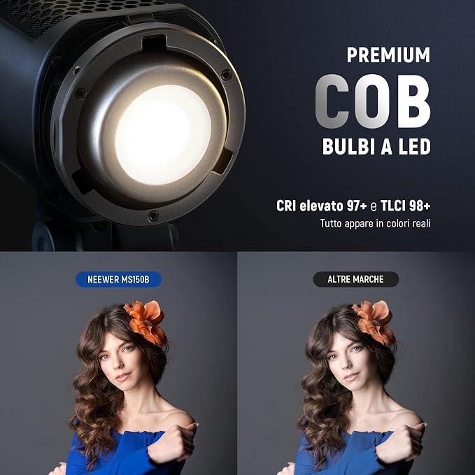 NEEWER MS150B 130W Bi Color LED Video Light, Mini COB Portable Photography Lighting with App Control,2.4G Mode, Bowens Mount Continuous Output Lighting, 200000 lux/0.5m, 2700K-6500K, CRI97+, 12 Scenes - Image 4