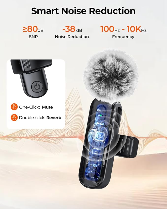 PQRQP Wireless Mini Microphone for iPhone/iPad/Android: 2 Pack Lavalier Microphone for Video Recording, High-Fidelity Audio iPhone Mic for Content Creators(Graphite Black) - Image 2