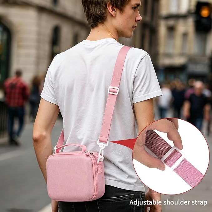 casmilee Camera Case for Sony Alpha ZV-E10 Alpha a6400/ a6700/ a6100/ a6000/ a6600/ a6500 Mirrorless Digital Camera, Hard Travel Bag with a Shoulder Strap for Lens & Accessories (Pink, Medium) - Image 7