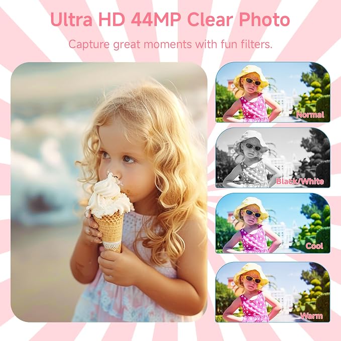 Digital Camera, FHD 4K Autofocus Digital Camera Pink with 64GB SD Card 16X Zoom, 2026 Upgraded Compact Cameras for Photography Point and Shoot Small Camera for Teen Boys Girls Kids Travel Adventures - Image 4
