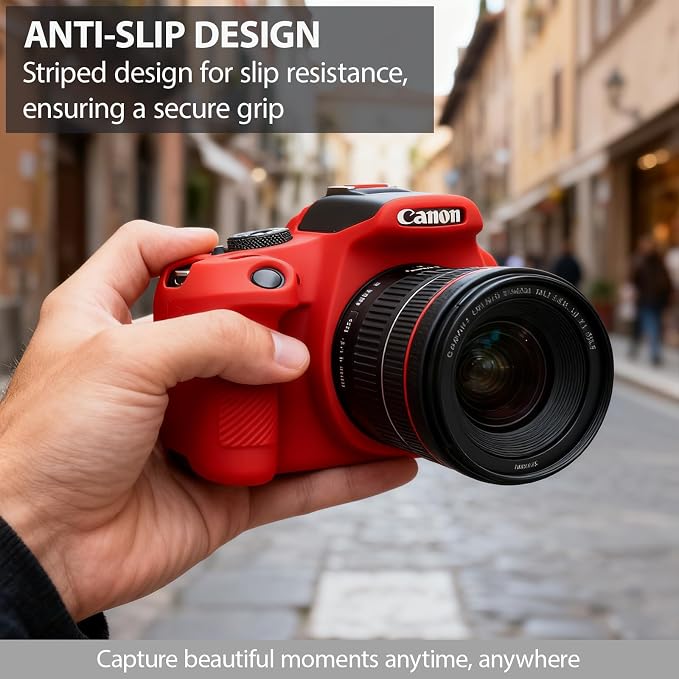 Case for Canon EOS Rebel T7 Rebel T6 Camera, Soft Silicone Rubber Protective Camera Case Cover Accessories, Lightweight, Anti-Scratch with Button Marking for EOS Rebel T7 T6 (Red) - Image 4