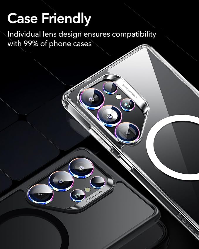 ESR for Samsung Galaxy S25 Ultra Camera Lens Protector, 1 Pack, Chromatic | Individual Camera Cover, 9H Tempered Glass, Original Camera Clarity, Scratch-Resistant, Case Friendly - Image 8