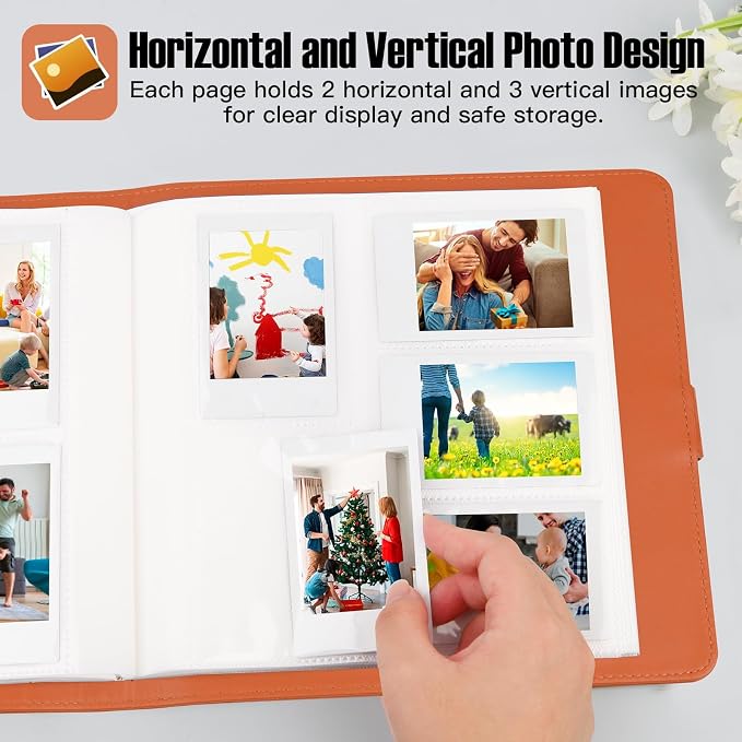 Veicevol 360-Pocket Album for Instax Mini & Polaroid 2x3 inch Photos, Black | Designed for Instax Mini and Polaroid 2x3 Photos, PU Leather Cover, Horizontal & Vertical Pockets, Wedding Birthday Travel - Image 7