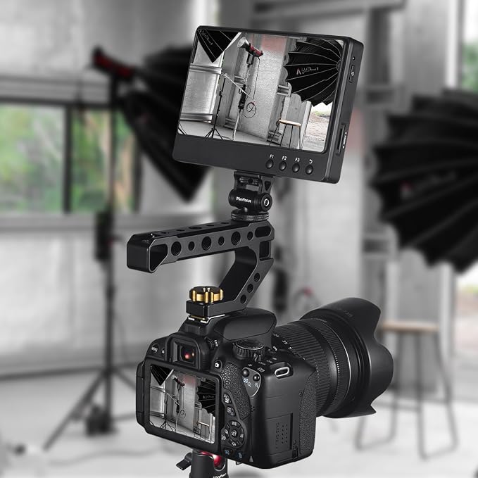 Top Handle with Cold Shoe Mount, Lightweight Handle Grip for Camera Cage, Universal Camera Top Handgrip with 4 Cold Shoe and 1/4" & 3/8" Holes for Camera Cage, Microphone, LED Light, Monitor - Image 8