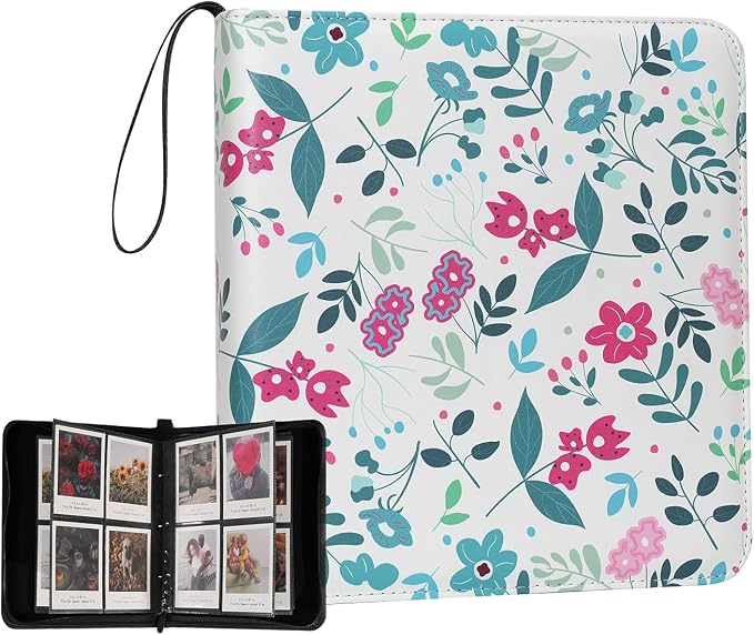 Large Polaroid Photo Album Binder, 240 Pockets. Modern Floral | Fits Polaroid i-Type, 600, SX-70 and Instax Wide 3.5x4.25 films. Acid-free pages protect photos for long-term storage. by GoldbarleyDesign
