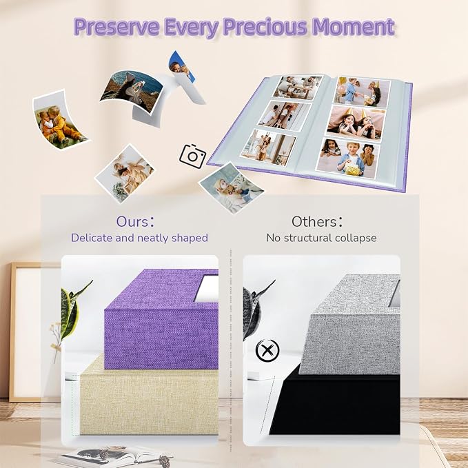 popotop Photo Album 4x6-300 Photos Linen Cover Photo Books with 300 Horizontal Pockets,Slip-in Picture Albums for Family Wedding Anniversary Baby Vacation Pictures - Image 5
