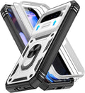 Gritup for Pixel 9 Pro XL Case Military-Grade Shockproof with Kickstand | with 2 PCS Screen Protector, Slide Camera Cover, Heavy Duty Outdoor Protection Funda para Pixel Pro 9 XL Cover, White+Black by Gritup