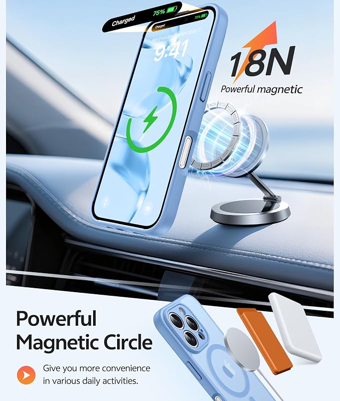FNTCASE for iPhone 16 Pro Case, Fit for Magsafe, with Screen Protector | Full Camera Protection, Translucent Matte, 14FT Military Grade Drop Proof, Shockproof Protective Phone Cover, Light Blue - Image 3