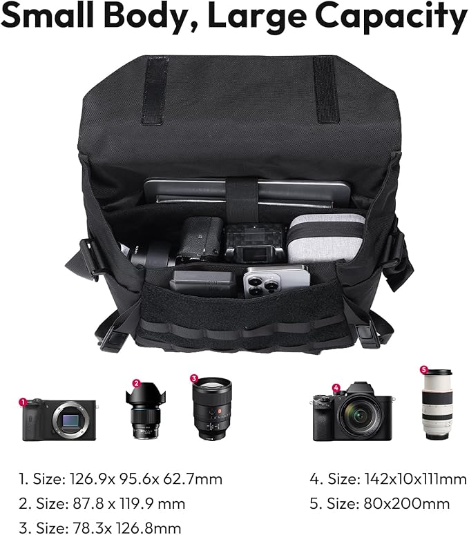ULANZI BC08 Sling Camera Case 9L with Tripod Holder | Small Compact Camera Tactical Shoulder Bags for DSLR/SLR/Mirrorless Cameras, Water-Resistant Crossbody Bag Women Men, Black - Image 6