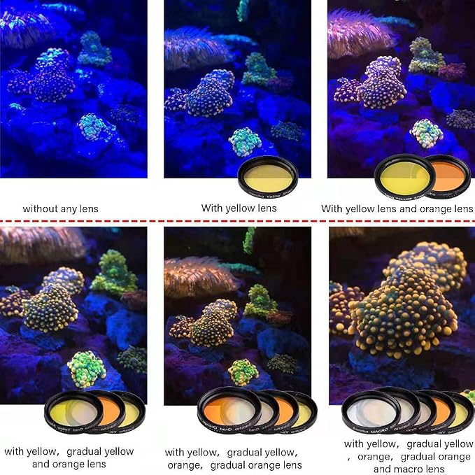 Coral Lens Set, Smartphone Reef Lens Kits, 1 Dust Case, 2 Clips, 8 Lenses: Yellow, Orange, Gradual Yellow Orange Pink, Star6, CPL, Macro - Image 5
