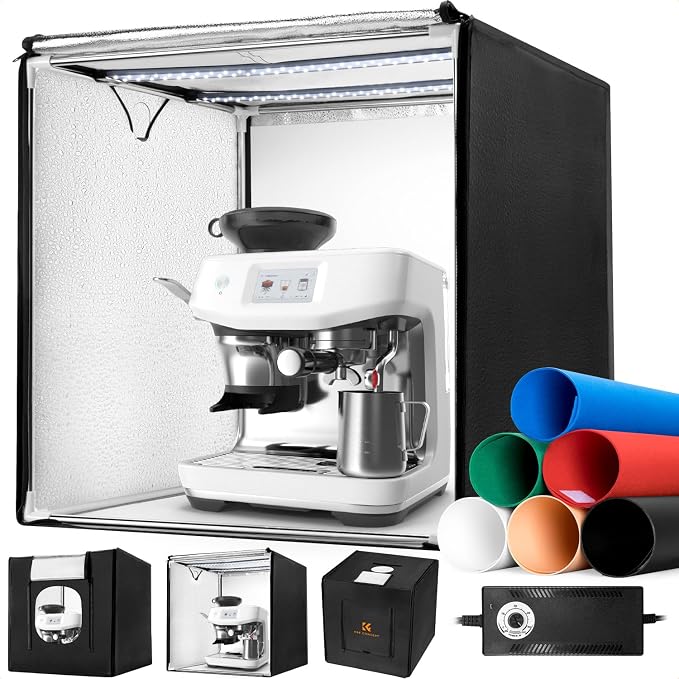 K&F CONCEPT Photo Studio Light Box 24"x24", CRI 97+ Photo Booth | Dimmable Portable Folding Shooting Tent with 2 5600K Light Panels & 6 Backdrops for Product Photography ZYRY06 by KFCONCEPT
