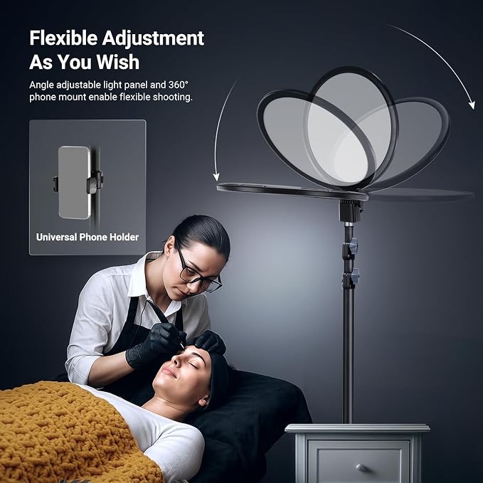 NEEWER BASICS 12" Large Ring Light with 63" Tripod Stand/Phone Holder/Remote Compatible with iPhone, 15W LED Bi Color Full Screen Lighting for Video Recording Selfie Streaming Makeup Photography, R12L - Image 6