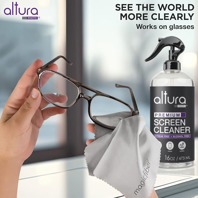 Altura Photo TV Screen Cleaner Spray & Wipe Kit for Smart TV LCD OLED, 16oz | Includes Cleaner, 2 Micofiber Cleaning Cloths, Great for Computers, Monitors, LED, Touchscreens, Laptops, Electronics - Image 4