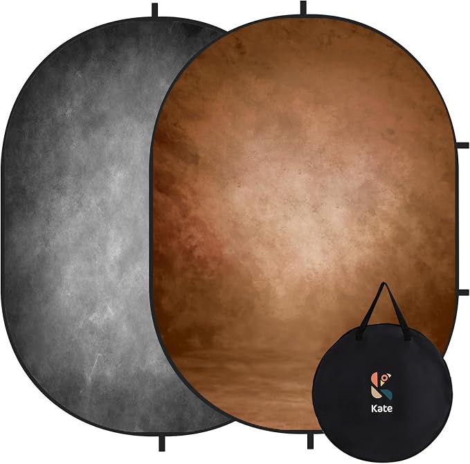 Kate Collapsible Backdrop Grey Brown Portable Photography Background 213 | Collapsible Backdorp 5'x6.5' Grey Brown Pop Up Backdorps for Self-Tape Auditions,Photography,Live Streaming. by KateBackdropforPhotography
