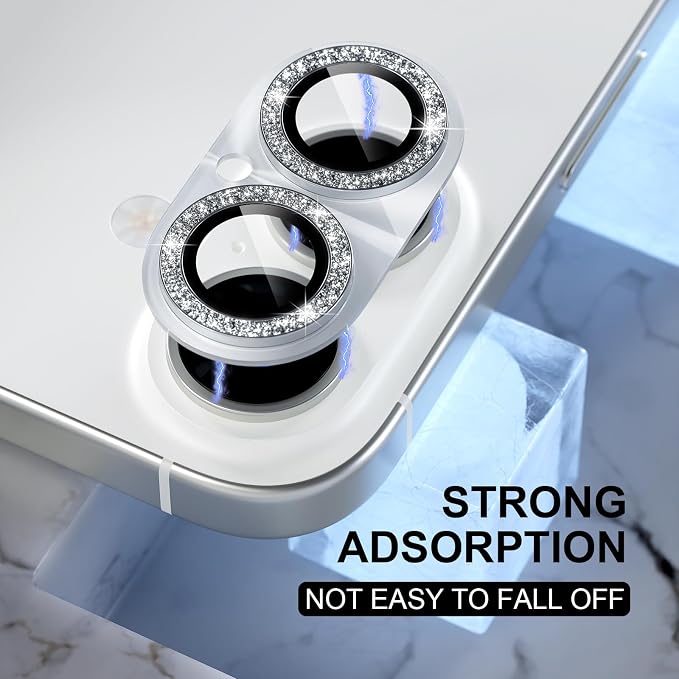 Choiche for iPhone 17 Camera Lens Protector, Light-Silver | Bling Metal Camera Cover with 9H Tempered Glass Lens Screen Protector Accessories, Strong Adsorption, Case-Friendly - Image 6