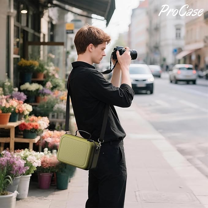 ProCase Hard Shell Camera Case for Canon Rebel T7 -Green | Soft Padded Bag with 1 Shoulder Strap and 3 Adjustable Dividers for Digital Camera EOS R100/R50/DSLR/SLR/Nikon/Sony - Image 2