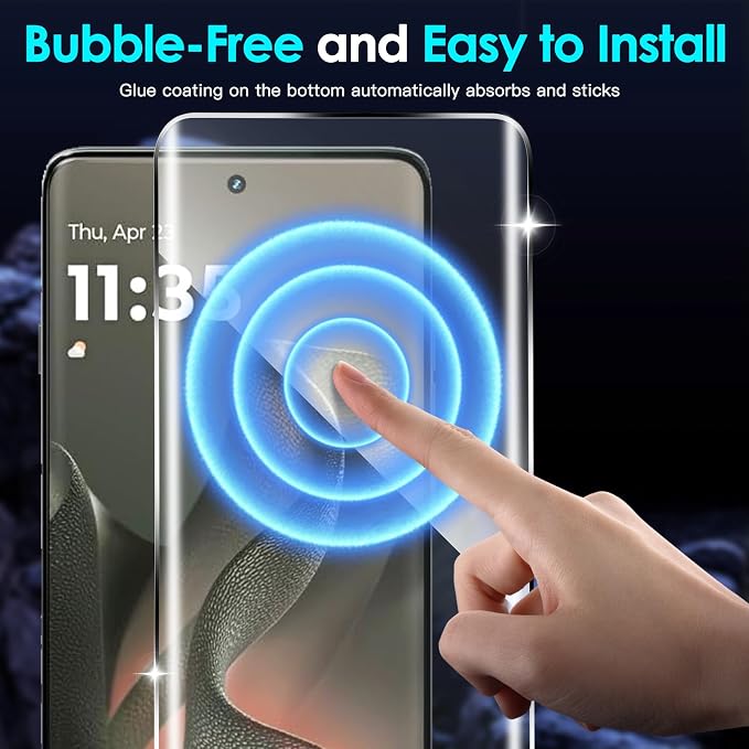 Didisky 2 Pack Screen Protector for Motorola Moto Edge 2025, Edge 60 Fusion, 60 Pro Tempered Glass, 3D Curved Full Coverage, Bubble Free, Anti Scratch,HD Clear,Easy to Install,9H Hardness - Image 5