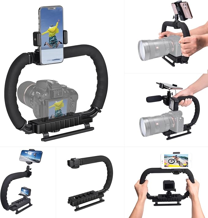 3-Shoe DSLR/Action Camera/Camcorder/Phone Stabilizer Expansion Cage Mount | Moviemaking Holder Rig YouTube Tiktok Vlogging Video Kit Compatible with GoPro Canon Nikon Sony iPhone Android by Fantaseal