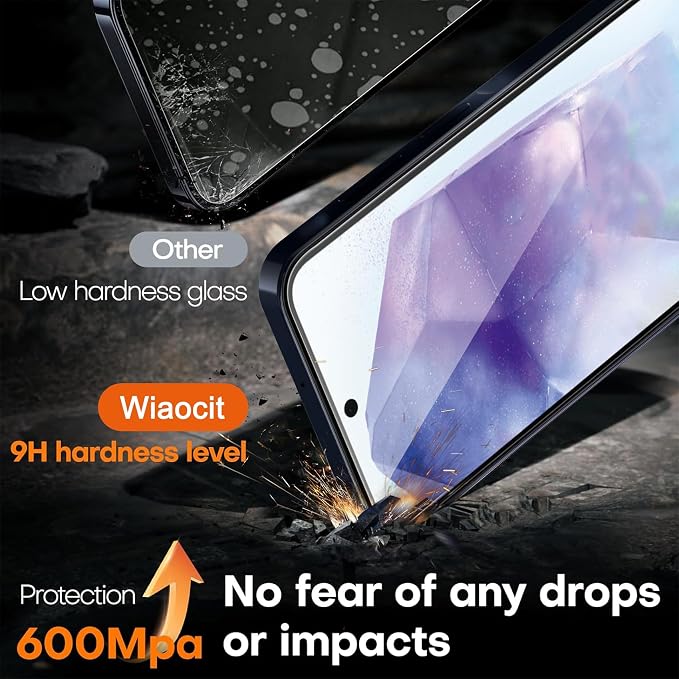 Wiaocit Tempered Glass Screen Protector for Samsung Galaxy A55 5G | 3+3 Pack, 9H Hardness, Camera Lens Protector, Installation Frame, Bubble Free, Case Friendly - Image 3