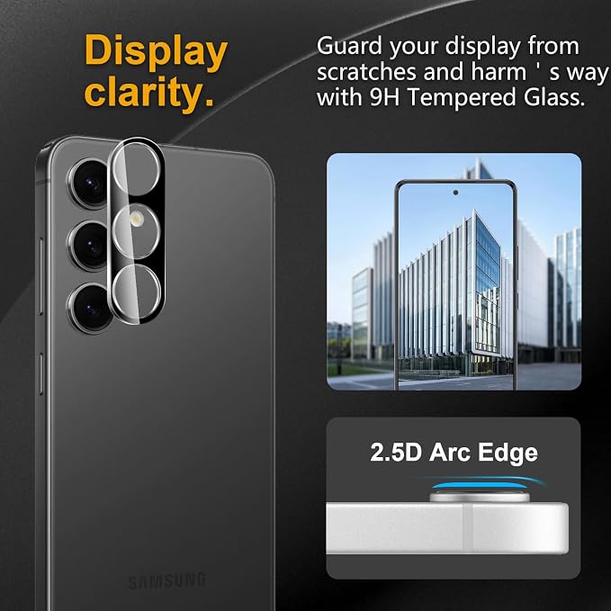3 Pack Camera Lens Protector for Samsung Galaxy S24 Plus | Tempered Glass,Anti-Fingerprint,9H Hardness,Scratch Resistant,Easy to Install,Bubble Free,HD Clarity - Image 2