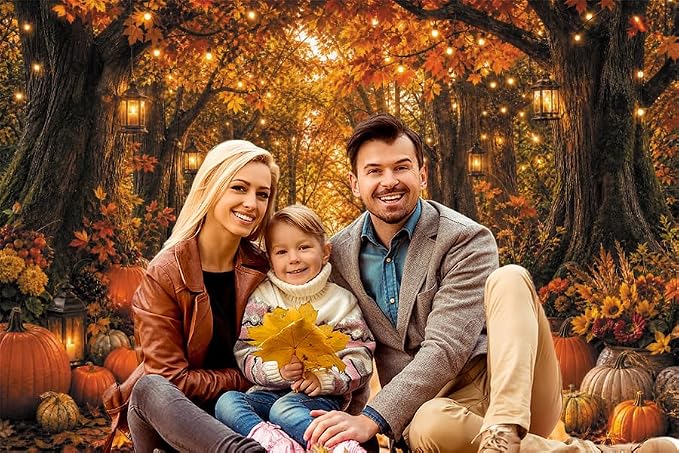 Fall Autumn Forest Photography Backdrop 12x10ft Autumn Woodland Pumpkin Maple Leaves Background Fall Thanksgiving Orange Flowers Seasonal Party Decorations Banner Vinyl - Image 6
