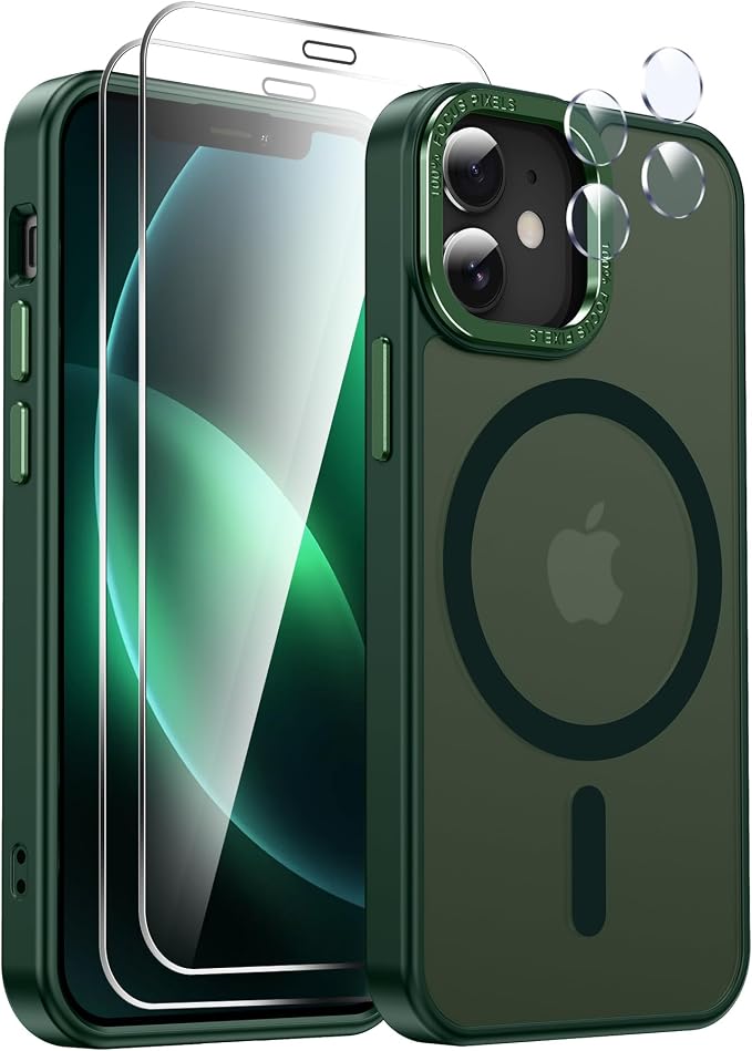 LeYi for iPhone-13 Mini Phone Case/iPhone-12 Mini Green: Compatible with Magsafe [ Screen Protector X2+ Camera Cover X2] i 13mini 12mini Cases Slim Magnetic Protective Rugged Funda para, Green - Image 7