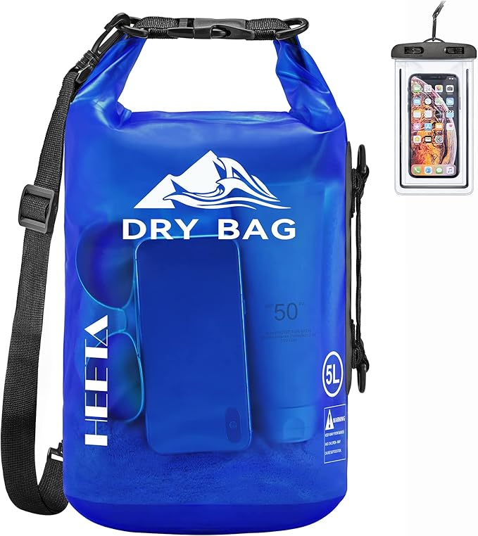 HEETA Dry Bag Waterproof Backpack with Phone Case 5L/10L/20L/30L/40L | Roll Top Lightweight Dry Storage Bag for Women Men, Travel Boating Kayaking Paddle Board Camping Beach Essentials Accessories by HEETA