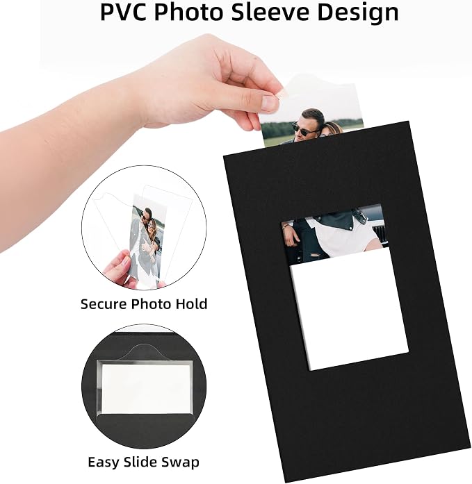 4x6 Slip In Photo Album Holds 300 Pockets Cloth Cover Black | DIY cover window, Acid free pages, PVC free pockets, Family Travel Wedding, Gift ready - Image 3