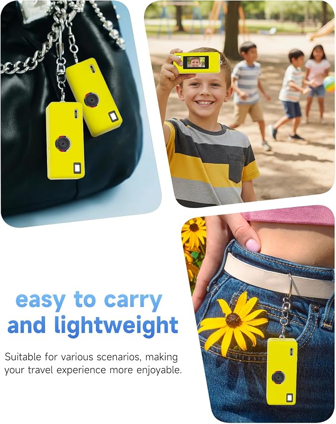 Silicone Case for Kodak CHARMERA Keychain Digital Blind Box accessories,Soft Silicone Protective Case,Comes with Screen Protectors and Wrist Strap - Yellow - Image 3