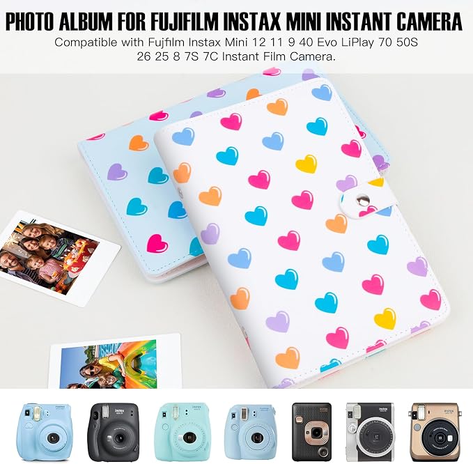 Veicevol 156-Pocket Album for Instax Mini & Polaroid 2x3 inch Photos, White | PU Leather Cover, Portable Album, Mini Photo Album for Fujifilm Instax Mini Camera, Polaroid Camera, Wedding Keepsake - Image 6