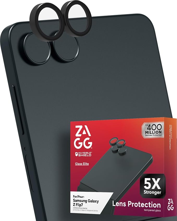 ZAGG Glass Elite Anti-Reflective Samsung Galaxy Z Flip7 Camera Lens Protector – Anti-Glare Technology, Maximum Impact & Scratch Resistance, InvisibleShield, Smudge-Free Surface, Recycled Materials by Unknown