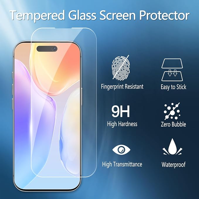 2 Pack Tempered Glass Screen Protector for iPhone 14 Pro Max | with 2 Pack Camera Lens Protector, Anti Scratch, Bubble Free, Case Friendly - Image 3