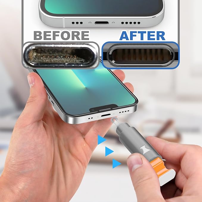 iPhone Cleaning Kit for Charging Port, Cleaner Kit for AirPod Phone, Grey | Multi-Tool, iPhone Cleaner, Repair Lightning Cable USB C Speaker Charger iPad Connector, Compact Portable, with Storage Case - Image 4