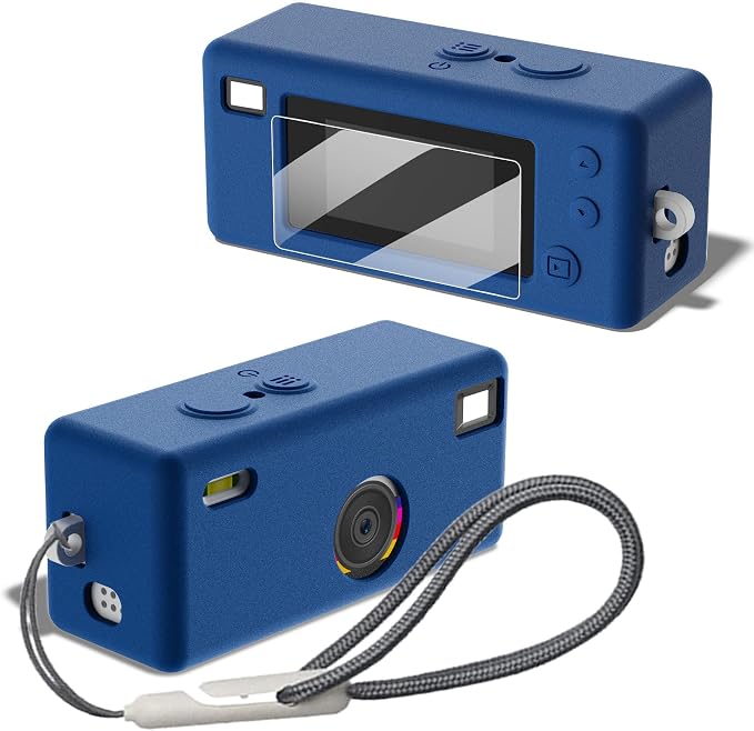 Silicone Case for Kodak CHARMERA Keychain Digital Blind Box accessories,Soft Silicone Protective Case,Comes with Screen Protectors and Wrist Strap -Dark Blue by Accompanyingyouthrougheverymemorablemoment