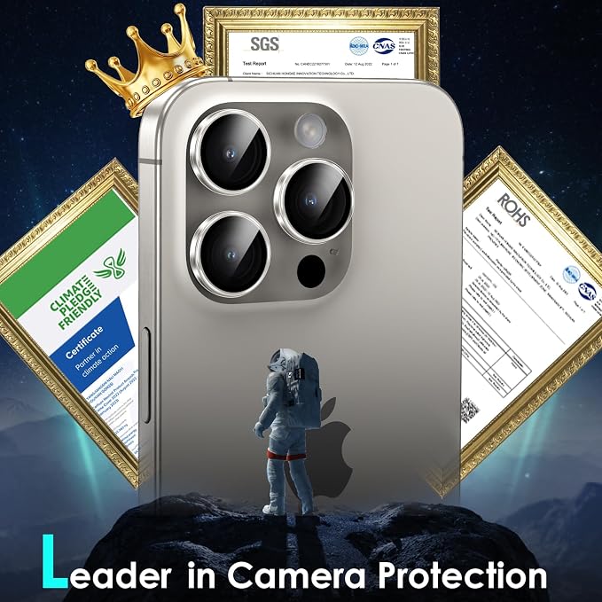 YWXTW Camera Lens Protector for iPhone 15 Pro/iPhone 15 Pro Max, [1 Step Installation Tray] HD Clear Individual Camera Cover Tempered Glass Screen Protector Accessories, Case Friendly(Clear) - Image 2