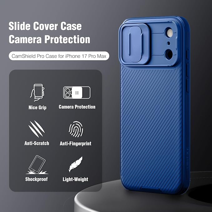 Nillkin Camshield Case for iPhone 17 Pro Max Case, [Built-in Dual Camera Cover][Slim Profile] [Military Grade Drop Protection] Shockproof Bumper Phone Case 6.9 inch 2025 Blue - Image 7