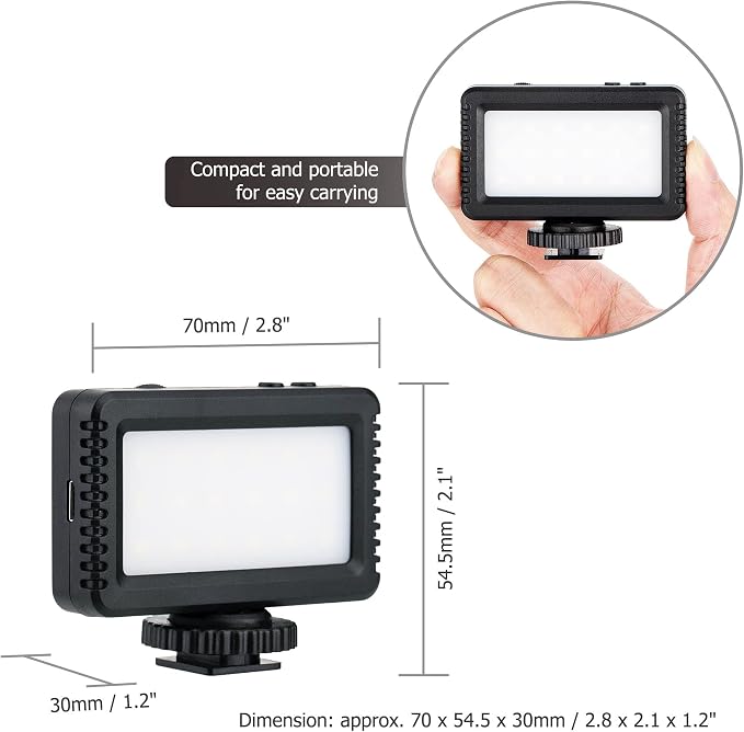 Kiwifotos Mini LED Light Flash for Sony ZV-1F ZV1F ZV-1 II ZV1 ZV-E10 II | for Canon PowerShot V1 EOS R50 R50V R100 R10 M50 & More Cameras, Accessories for Vlog Shooting Record, Portable Rechargeable - Image 5