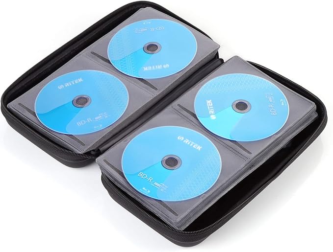 alavisxf xx CD Case, 96 Capacity EVA Protective Blu-ray DVD Case Portable Zipper CD Case Holder Disc Storage Organizer Wallet Bag for Car Home Travel (96 Capacity, Black96) | EVA Shock-resistant, Double Zipper Closure, Portable Handle, DVD Storage Orga... - Image 5