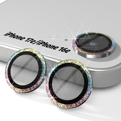 (3 Pack) Orzero Camera Lens Protector for iPhone 17e / iPhone 16e, [EZ Install] [Case-Friendly] 9H Tempered Glass Bling Lens Cover Accessories, Military-Grade Shockproof, HD Clarity Anti-Glare - Glitter Colorful by JumpIntoOrzeroLet%E2%80%99sExploreLikeNeverBefore