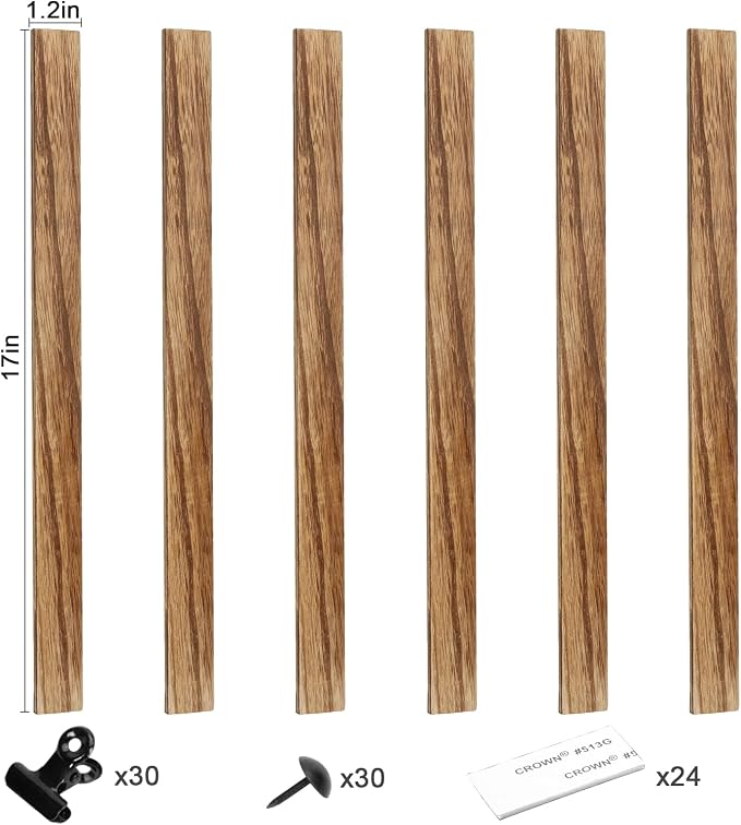 6 Wooden Wall Hanging Photo Frames With 27 Clips, Decorative Collage Picture Frame, No Drilling Required, Adhesive Stickers, Easy to Install, Carbonized Brown - Image 4