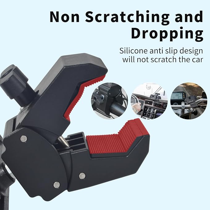 HYS HT &Microphone Clamp Mount Holder - Quick Release for CB Radio, Marine Radio, Walkie Talkie, Police Scanner (BC125AT SR30C BCD325P2 SDS100) , Speaker Mic | w/ Belt Clip & Knob - Image 6