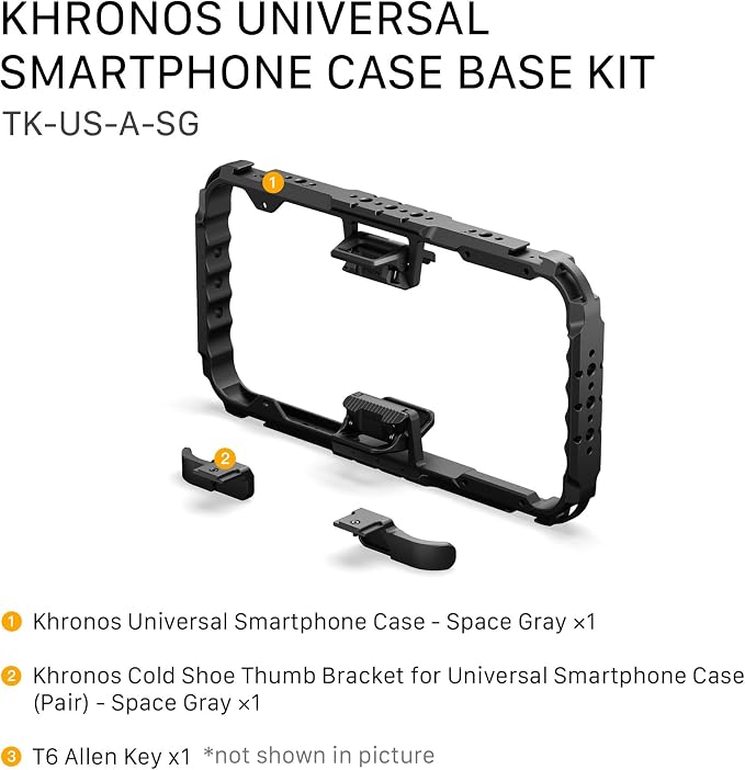 Tilta Khronos Universal Smartphone Case Base Kit | NATO to ARCA Adapter | Cold Shoe Mount | NATO Rails | 1/4"-20 Accessory Mounts. | Multi Axis Adjustment | Mobile Filmmaking Cage | Space Gray - Image 9