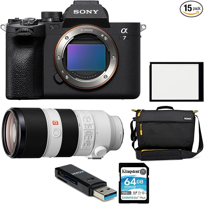 Sony Alpha 7 IV Full-Frame Mirrorless Camera Bundle | FE 70-200mm f 2.8 GM OSS Lens with Bag, Memory Card, Screen Protector, (6 items) by Unknown