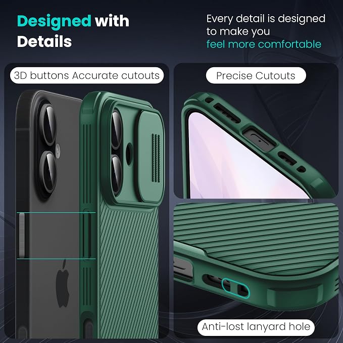 Nillkin for iPhone 17 Case with Slide Camera Cover & Thin Slim Fit | Shockproof Protective | Protector Privacy | Phone Case Camera Lens Protector, Green - Image 6