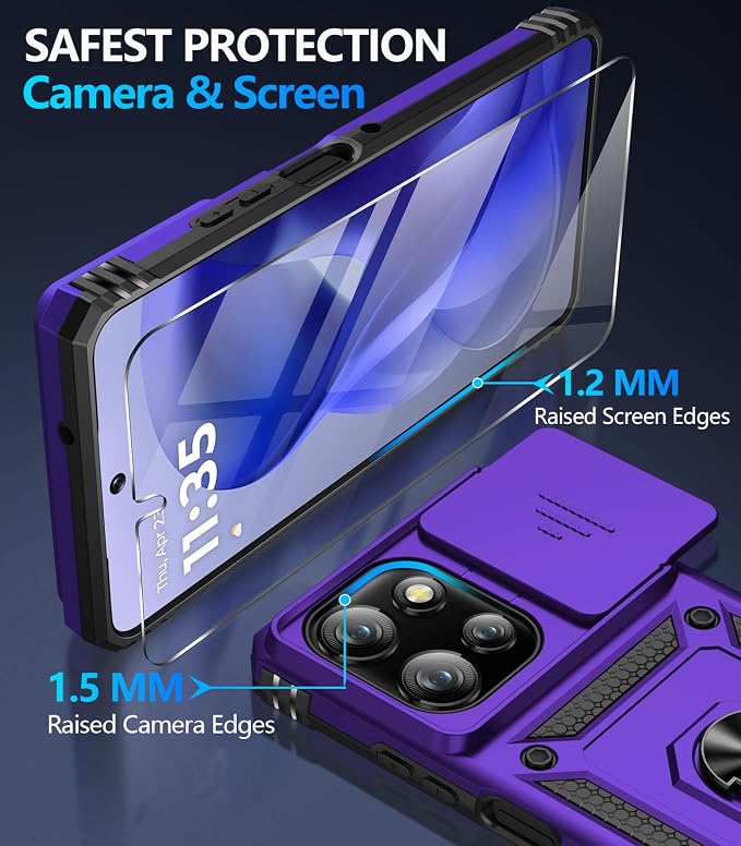 Taisairu for Motorola Moto G Power 2026/G Power 2025 Case with Screen Protector & Slide Camera Lens Cover, Built-in Ring Stand Cover for Moto G Power 2025/Moto G Power 2026 Case (Purple) - Image 7