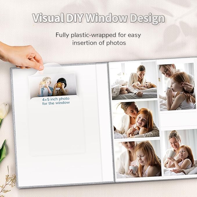 Artfeel Photo Album 4x6 with 600 Pockets,Slip-in Picture Albums,Linen Cover Memory Book with Front Window,White Page Vertical Photo Book for Wedding,Family,Anniversare,Baby,Vacation - Image 2